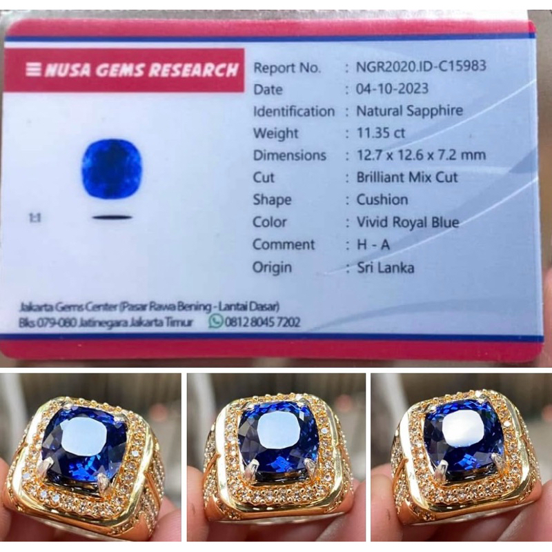 Cincin Blue Safir Memo Top Quality