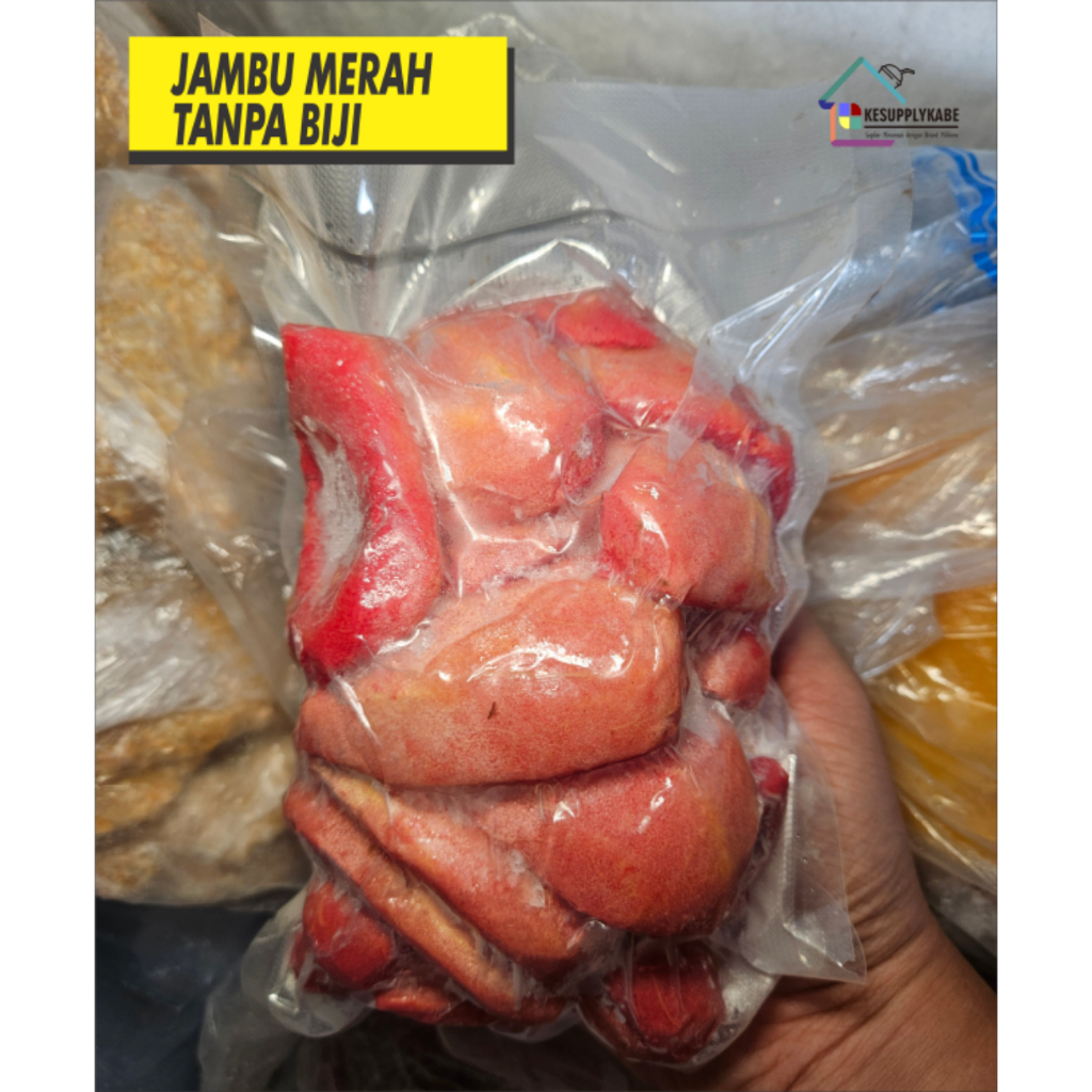 

jambu merah biji (biji tidak di sertakan) frozen (beku) kemasan 500 gr