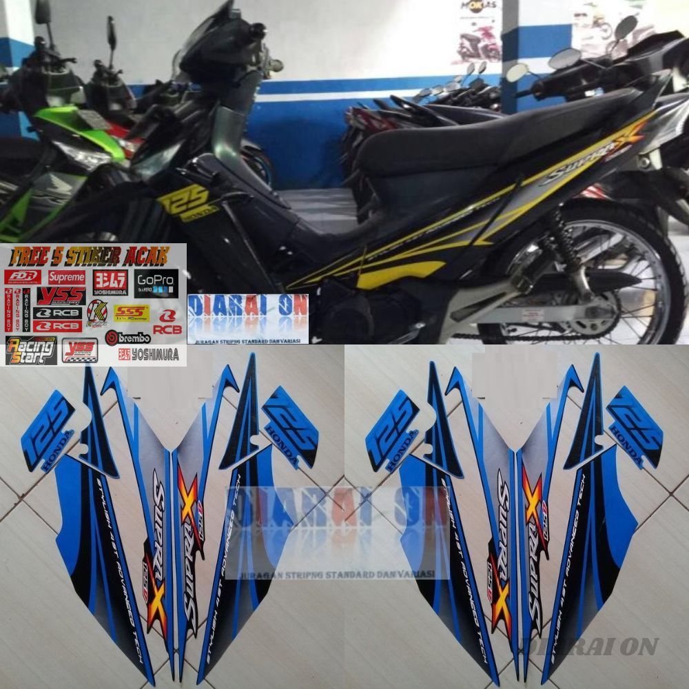 Striping Stiker Honda Supra X 125 D 2007 2008 - Supra X 125D Body Biru Murah