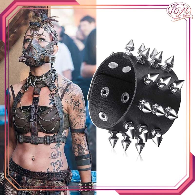 Gelang Punk Dengan Keling Gelang Punk Spike Pyramid Bracelet Punk Aksesoris Punk Rock