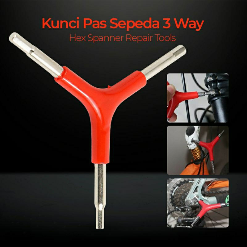 Kunci Pas Sepeda 3 Way Hex Spanner Repair Tools - YH01 - No Color