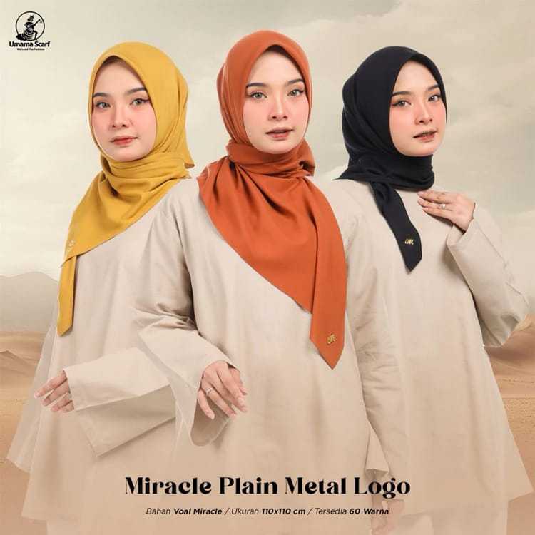 Umama Miracle Hijab Segiempat Premium Plain Metal Logo Gold Polos EXCLUSIVE Kerudung Paris Segiempat