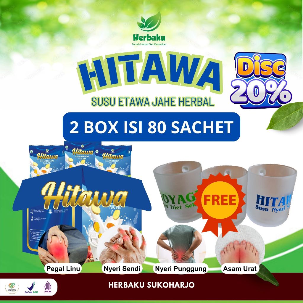 

HITAWA SACHET 2 BOX SUSU ETAWA JAHE ATASI NYERI SENDI