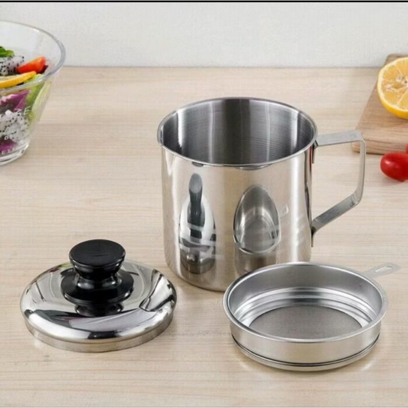 OIL POT FILTER/GELAS SARINGAN MINYAK STAINLESS STEEL