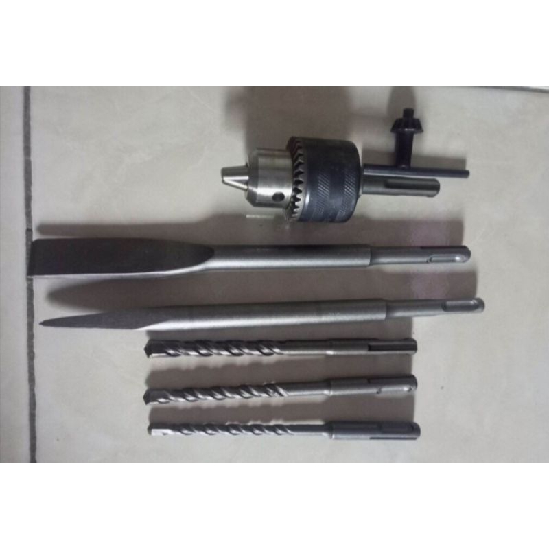Satu Set Mata Bor Sds Drill Beton 3 Fungsi + Adaptor