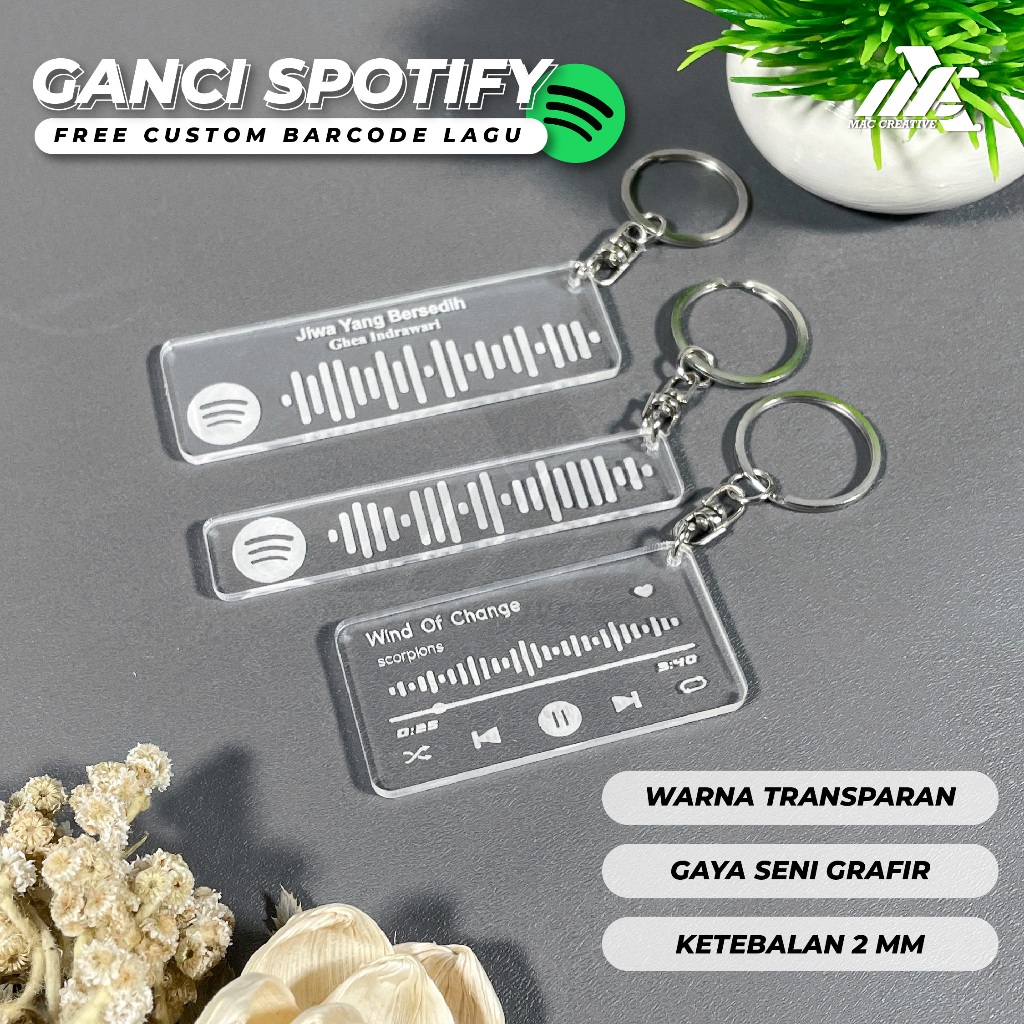 GANTUNGAN KUNCI SPOTIFY AKRILIK - GANTUNGAN KUNCI GANCI SPOTIFY CUSTOM LAGU & PLAYLIST SEHARI JADI