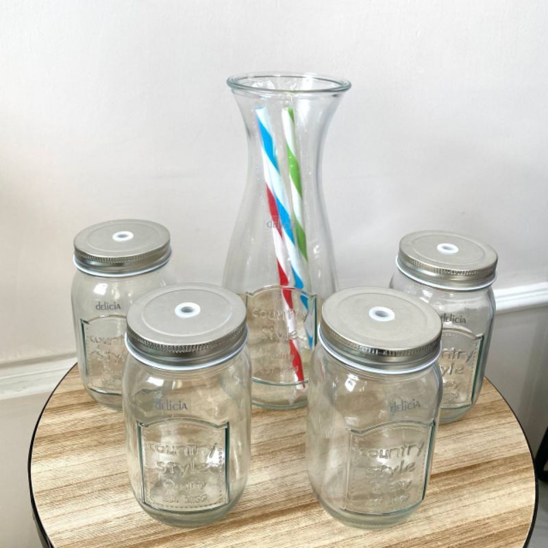 [TENGGARONG] GLASS JAR CARAFE SET PITCHER