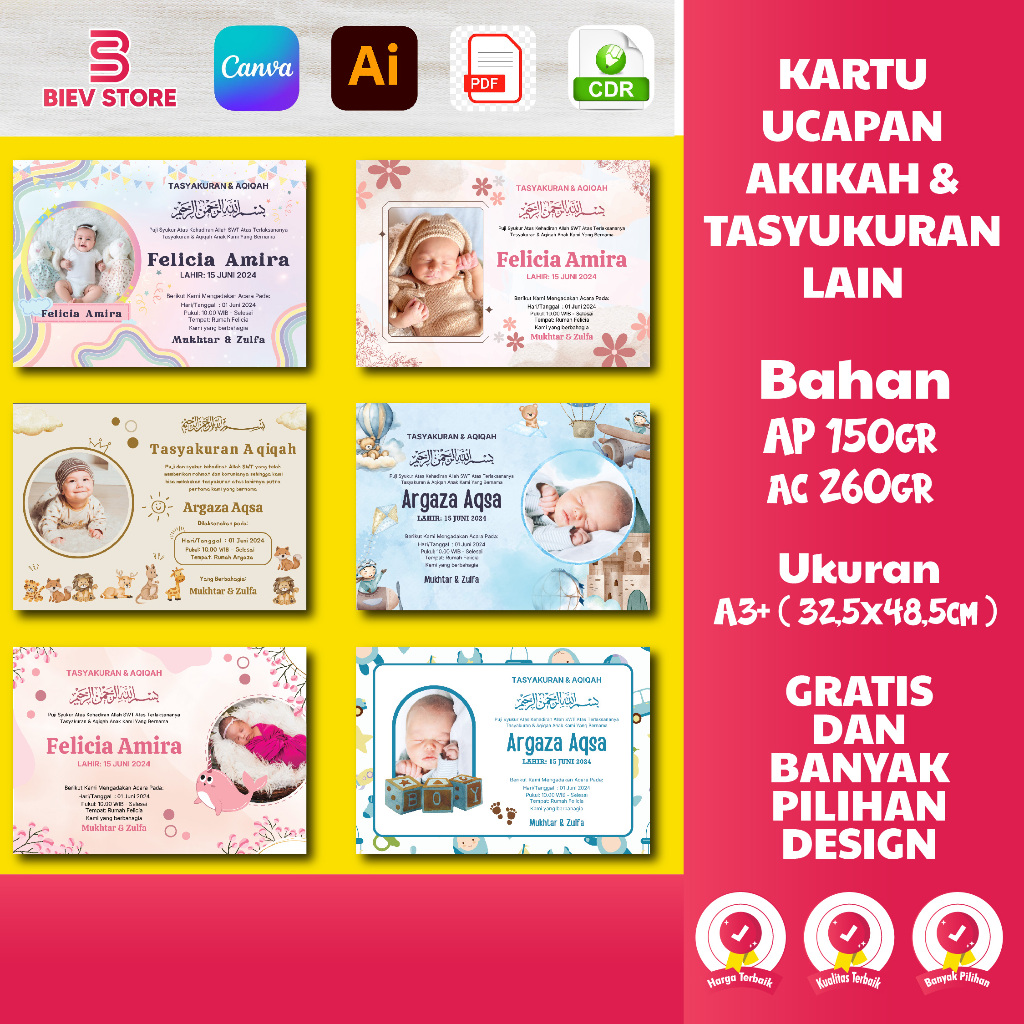 

UCAPAN AQIQAH DAN TASYUKURAN ANAK | KARTU UCAPAN AQIQAH ANAK | KARTU UCAPAN TASYKURAN ANAK