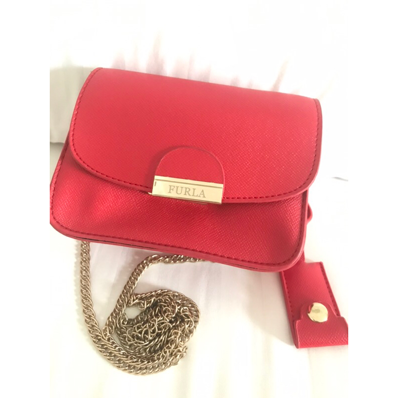 Preloved Authentics Furla mini metropolis crossbody bag tas selempang wanita Red Roses