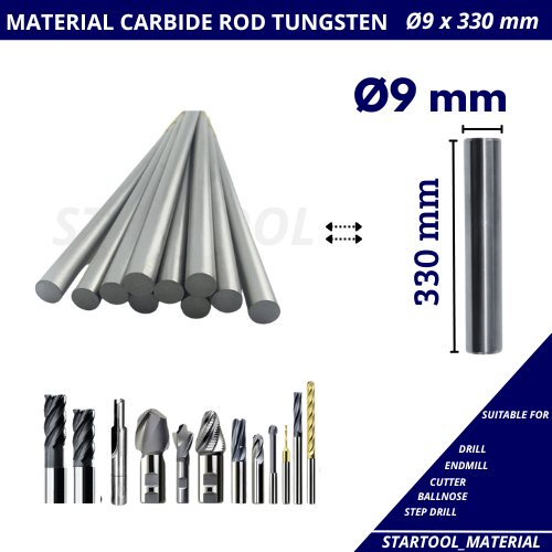 Carbide Rod 9mm x 330 mm Material Full Carbide Rod Tungsten