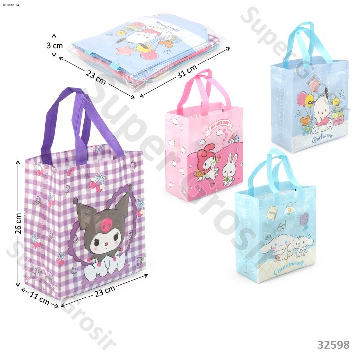 

Goodie Bag Goodybag Tote Bag Tas Belanja Tas Kado Karakter Sanrio Kuromi size 23x11x25 cm