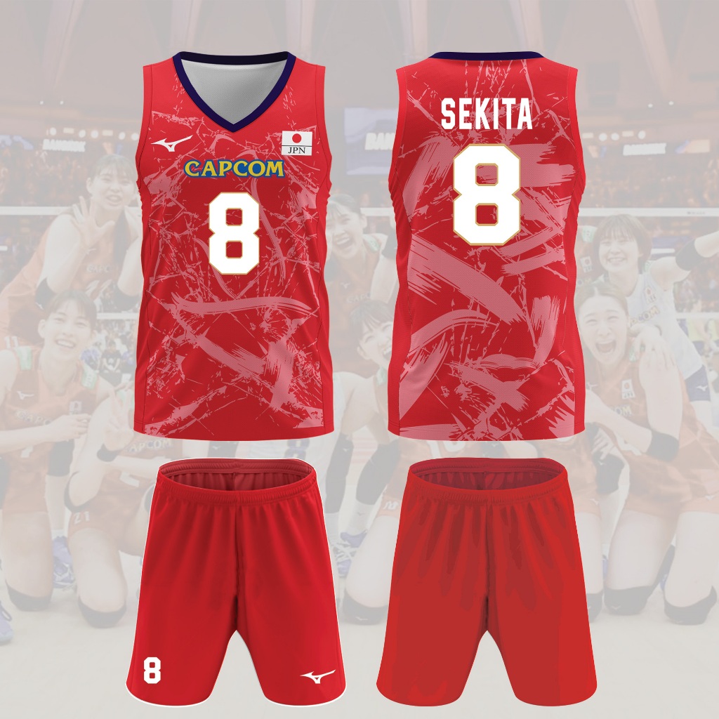 Jersey olahraga terbaru timnasional voli wanita japan/jepang 2024 versi wanita kaos jersey atasan ol