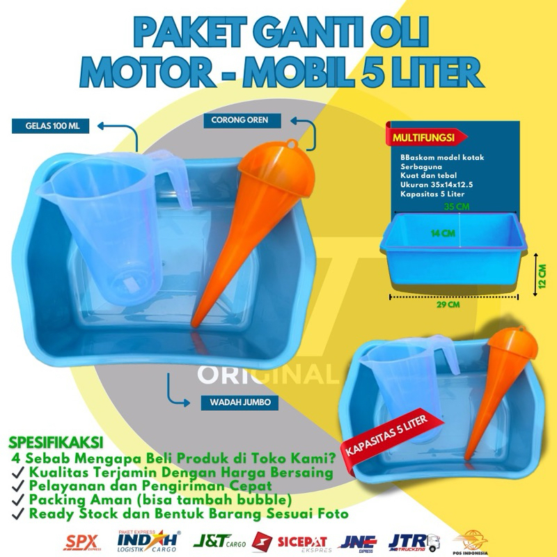 Wadah Ganti Oli Jumbo 5 Liter Gelas takar Ganti Oli 1000ml Corong Simple Praktis Alat Ganti Oli Moto