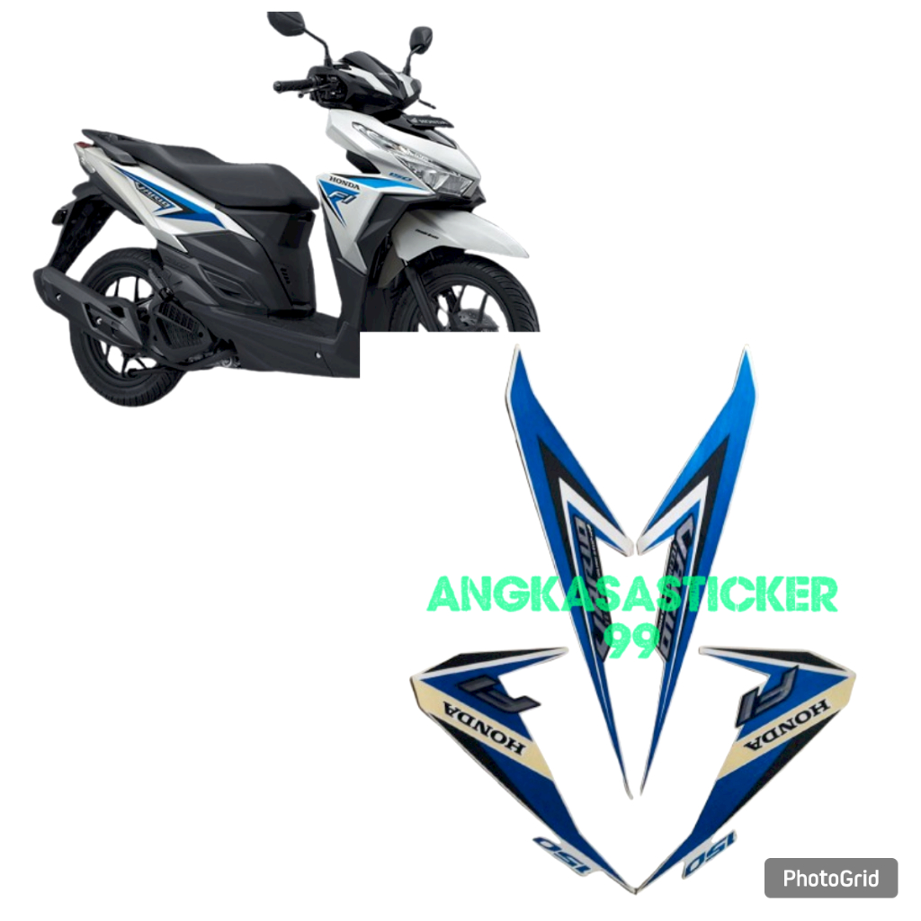 LISH STIKER stiker motor honda vario techno 150 tahun 2015 type idling stop system warna putih-biru