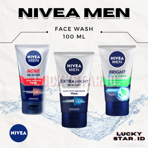 ( Nivea Men Deep Acne Attac ) & ( Extra Bright Dark spot Facial Foam ) 100 ML | Sabun Cuci Muka Pria