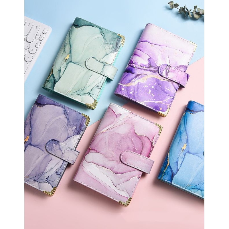 Binder Kulit Marmer A6 6 Lubang Binder Tabungan Binder Keuangan Binder Aesthetic Binder Budgeting