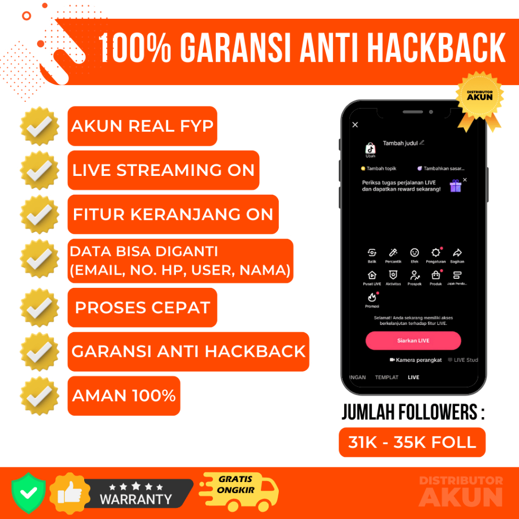 AKUN TIKTOK FOLLOWERS INDO REAL AKTIF 30k 35k
