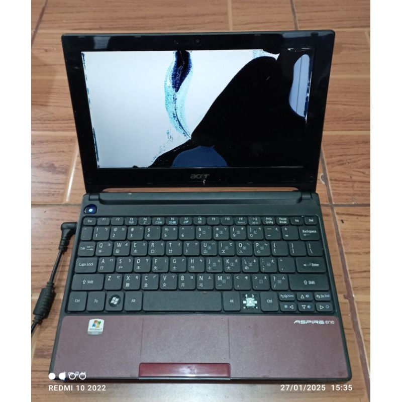 Notebook Acer Aspire One D255E Intel Atom DDR3 kondisi minus LCD, tidak ada batre & charger