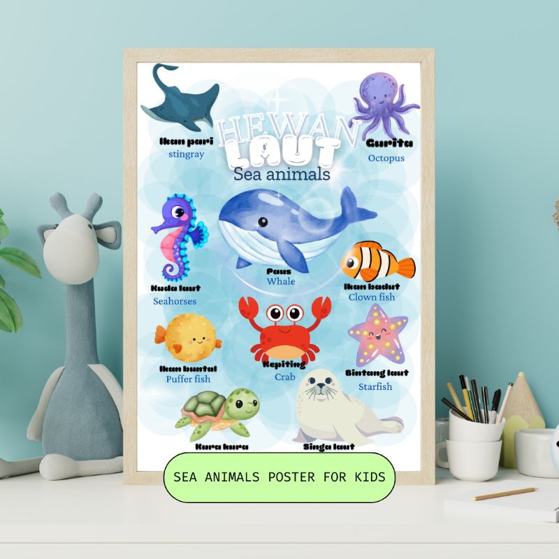 poster tema hewan laut