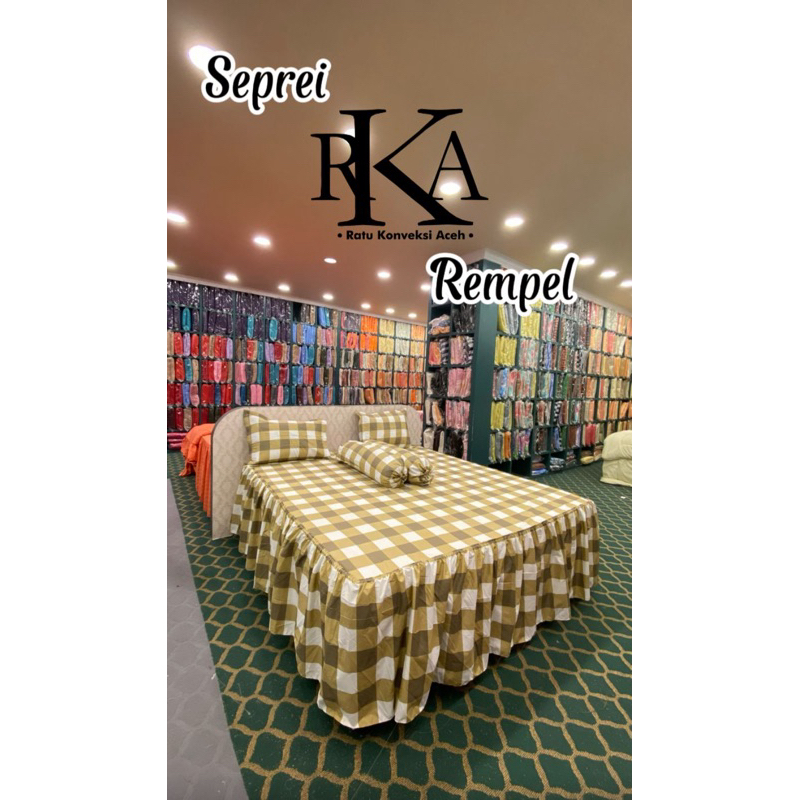 Seprei RKA Rempel Sprei  Kotak-Kotak (TEMPAHAN)
