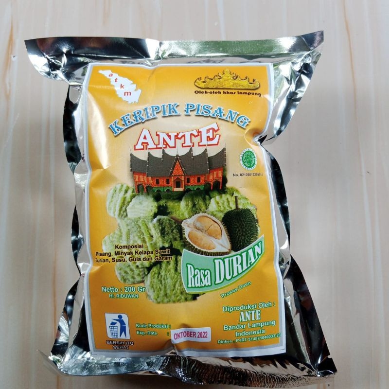 

Keripik pisang ante rasa durian