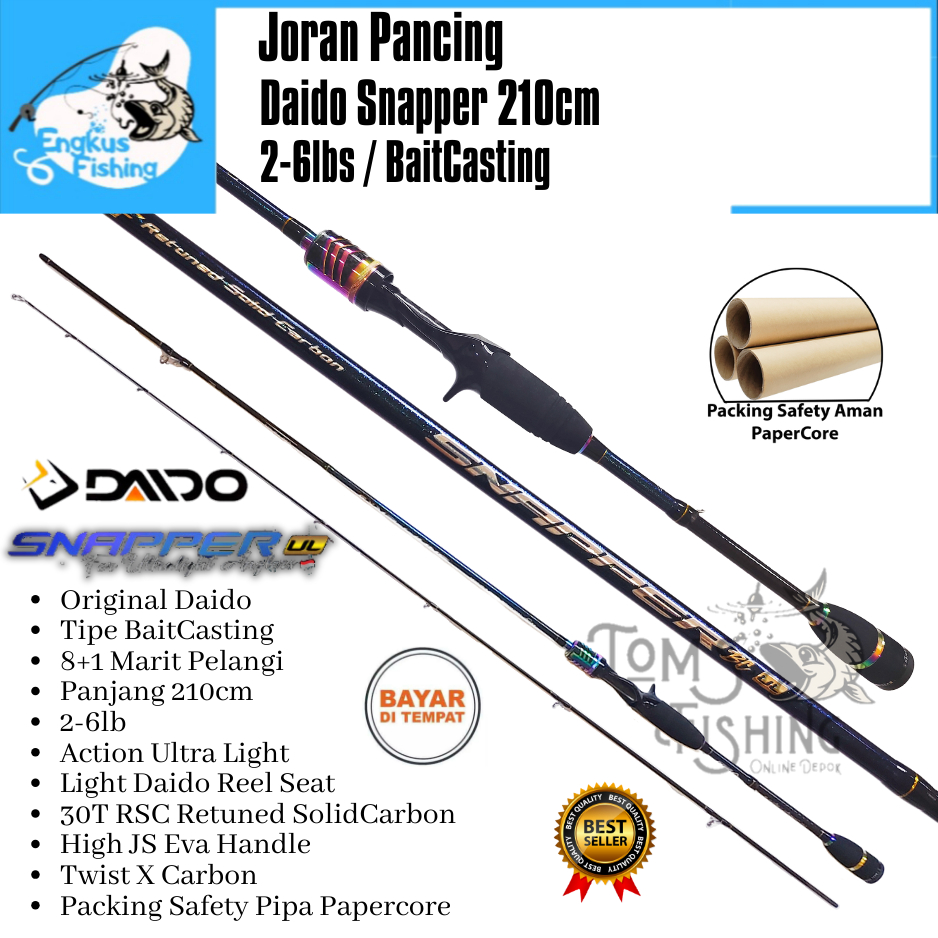 Joran Pancing UL DAIDO SNAPPER BC 210cm BaitCasting (2-6lbs) Ultra Light Carbon Murah - Engkus  Fish