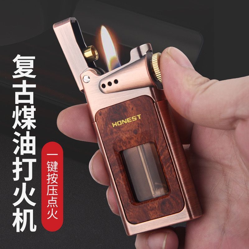 Korek Api Lilin Klasik Sumbu Minyak Honest Vintage Oil Lighter Dengan Kaca Transaparant Indikator Mi