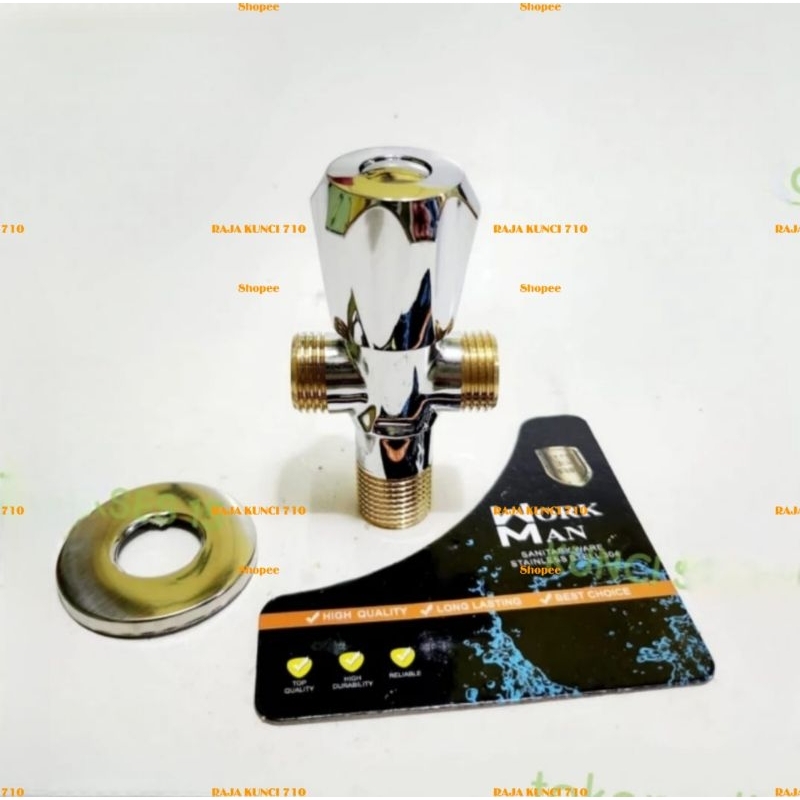 Stop Kran Shower Double Drat Kuningan Workman / Stop Kran Double T KUNINGAN 1/2 Inch WOKMAN / Stop K