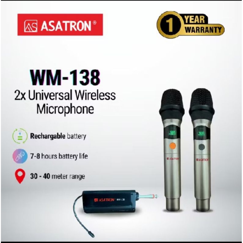 Mic Wireless ASATRON WM 138 Universal Microphone Wireless Original