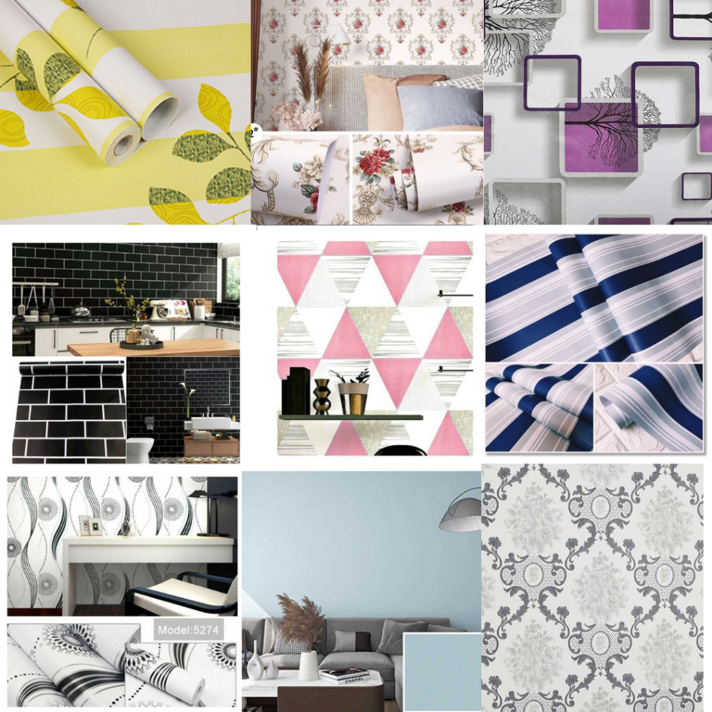 PAKET 6 ROLL Wallpaper Sticker Dinding Termurah - Wallpaper Kamar Tidur - Brand Sooku - Orange - KCT