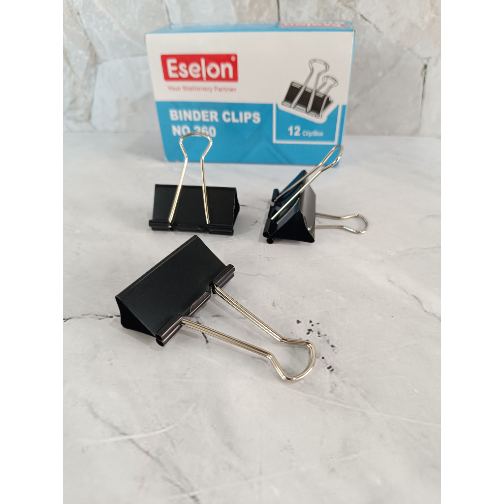 

SELUSIN ( 12 BIJI ) Binder Clip Penjepit Kertas Hitam No. 260