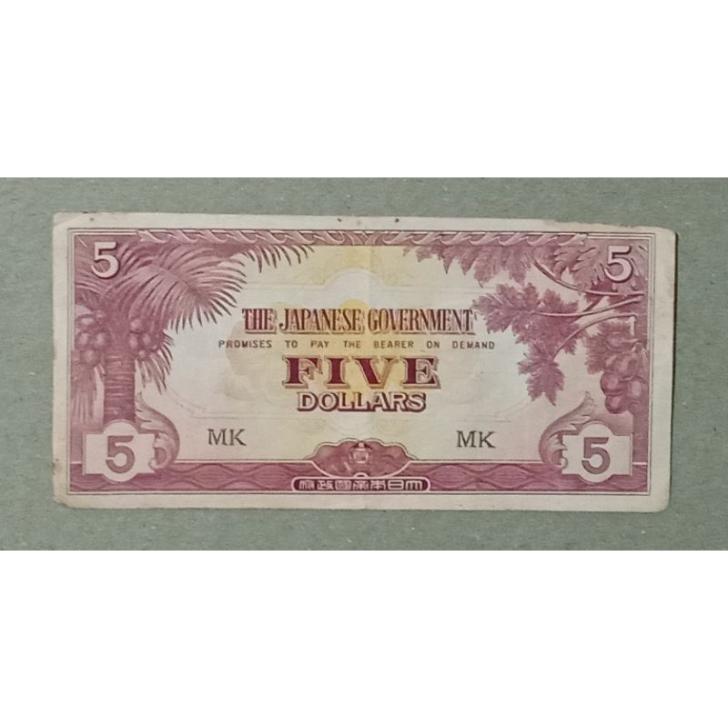Uang Kuno 5 Dollar Malaya Jaman Penjajahan Jepang Tahun 1942