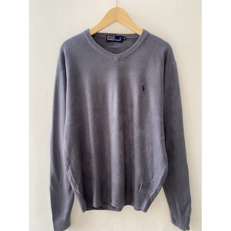 POLO RALPH LAUREN MERINO CASHMERE KNIT SWEATER VNECK