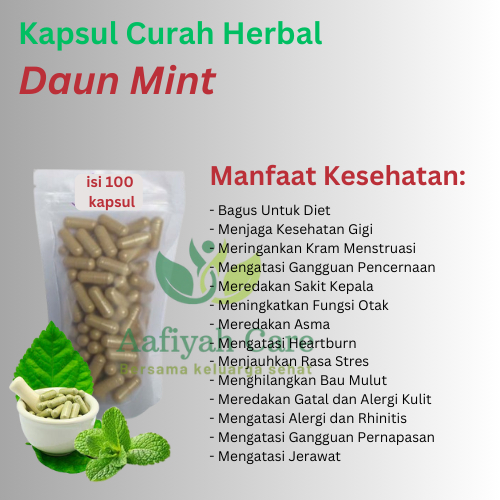 DAUN MINT 100 Kapsul Curah Herbal Diet Jerawat Fungsi Otak Stres Gigi