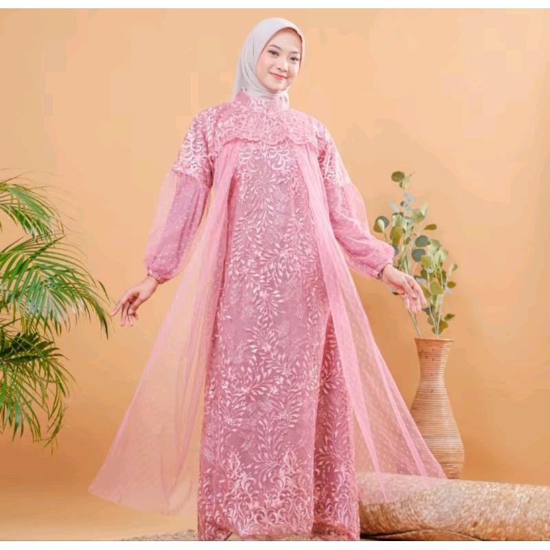 Dhirgam_ Official - Gamis Dreas Gaun brokat model baju muslim kondangan  wisuda  tebal mewah full  t