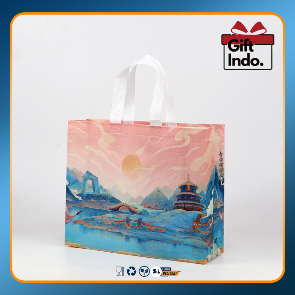 

Tas Belanja Goodie Bag Spunbond Tas Belanja Model Kotak Kaku Kantong Kain Souvenir Spunbond Motif