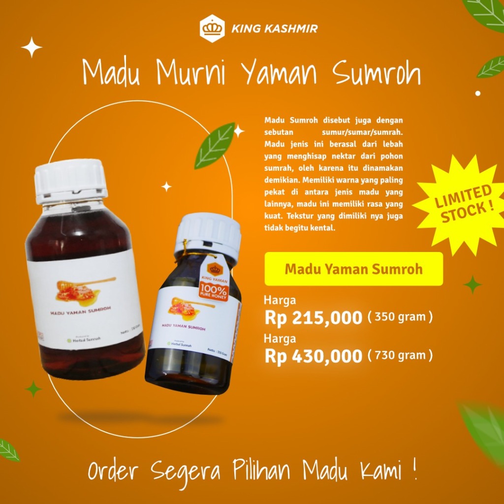 

Timur Tengah Madu Asli (Yaman, Sumroh) 730 gr Madu Murni Premium Madu Yaman Sumroh 730 gram