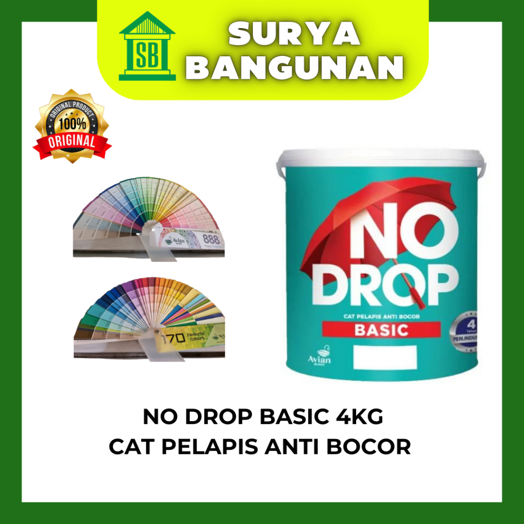 No drop Basic 4 kg cat anti bocor tembok atap dak waterproof tahan air panas original