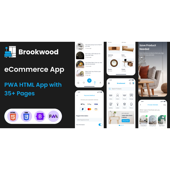 Brookwood v1.0 - Furniture Ecommerce HTML Mobile Apps PWA Template