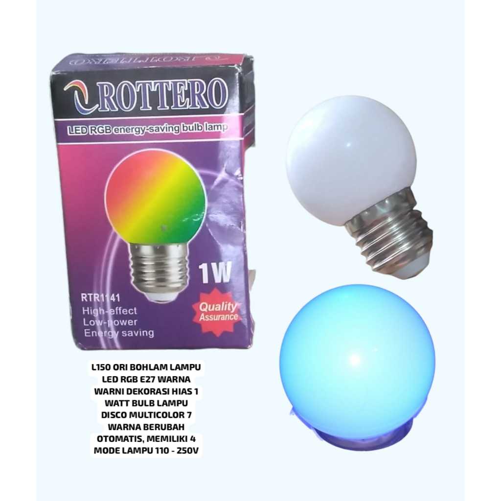 L150  BOHLAM LAMPU LED 7 WARNA TIDUR SLEEP RGB E27 WARNA WARNI KELAP KELIP DISKO DEKORASI HIAS 1 WAT