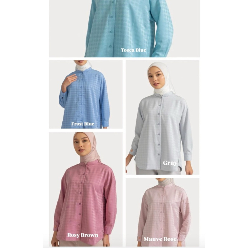 Amna Top Riamiranda Jacquard Monogram Series RM Atasan Wanita Blouse Ria Miranda Kemeja