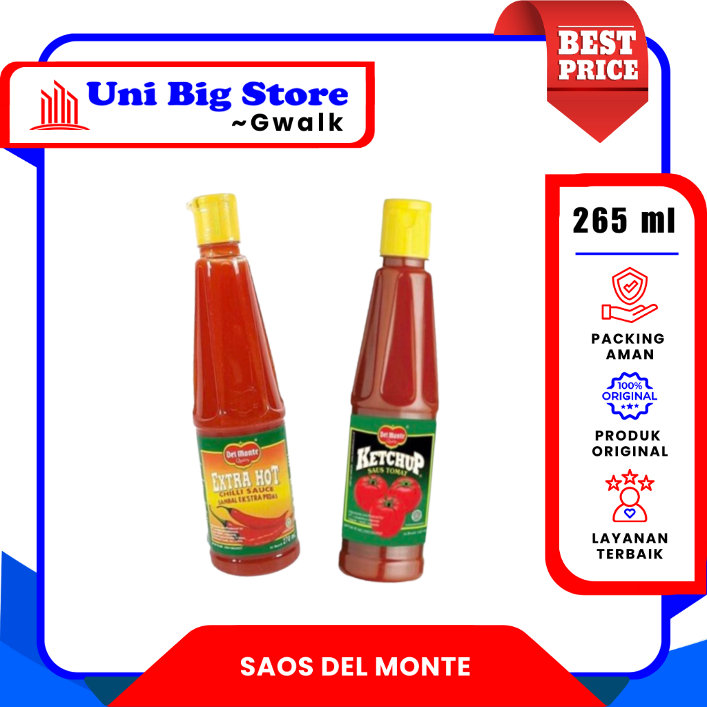 

SAOS DEL MONTE DELMONTE KETCHUP SAUS TOMAT - EXTRA HOT CHILI SAUCE POUCH - 265 ml