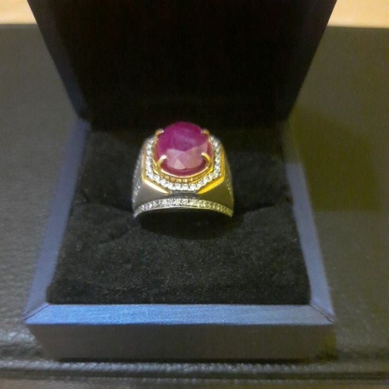 Cincin ruby burma perak microseting 5,72 ct