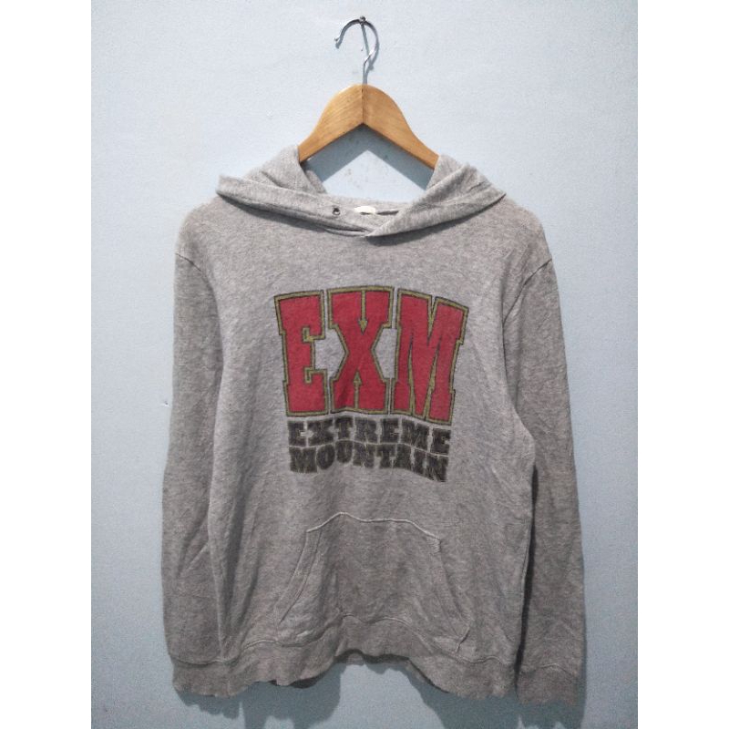 jaket hoodie uniqlo extreme mountain abu abu second original