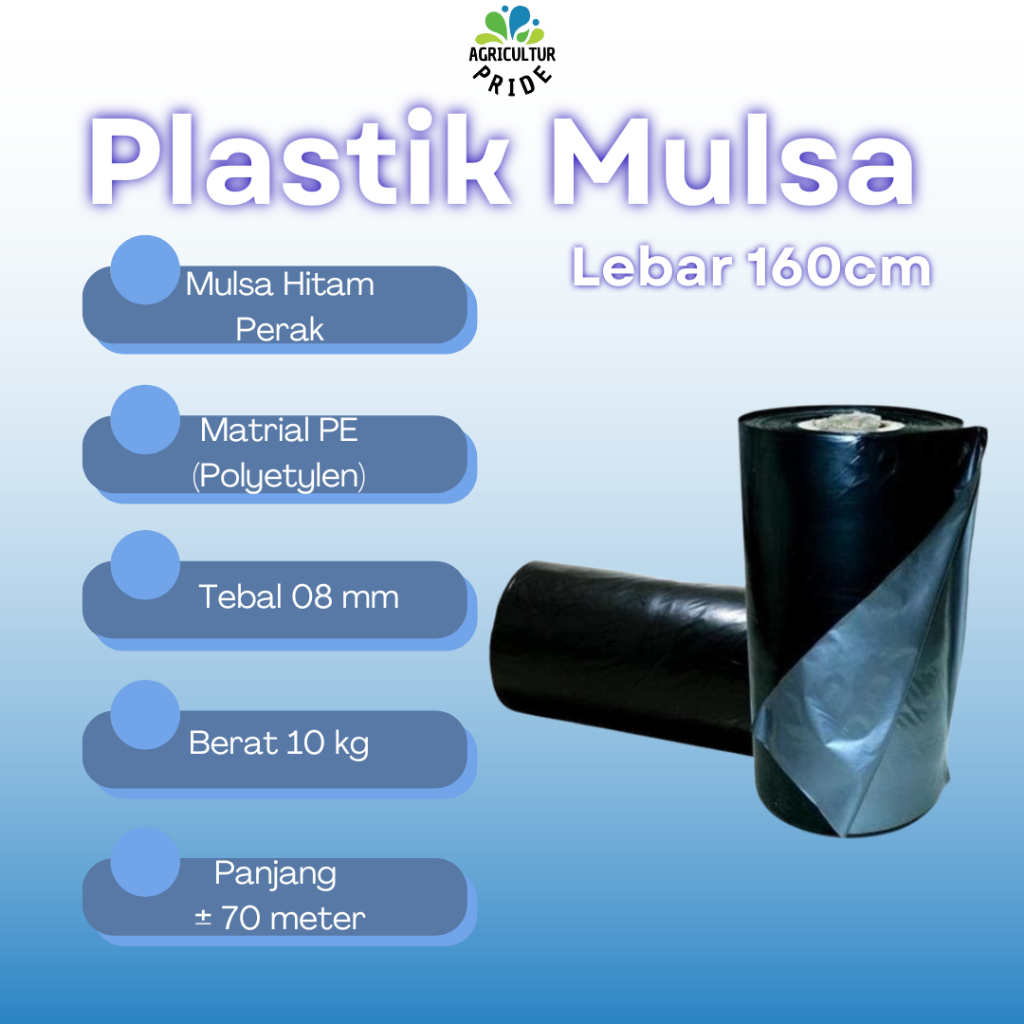 Mulsa Plastik Perak Hitam Per Roll Lebar 160cm 08mm – Cocok Untuk Pertanian Sayur dan Buah