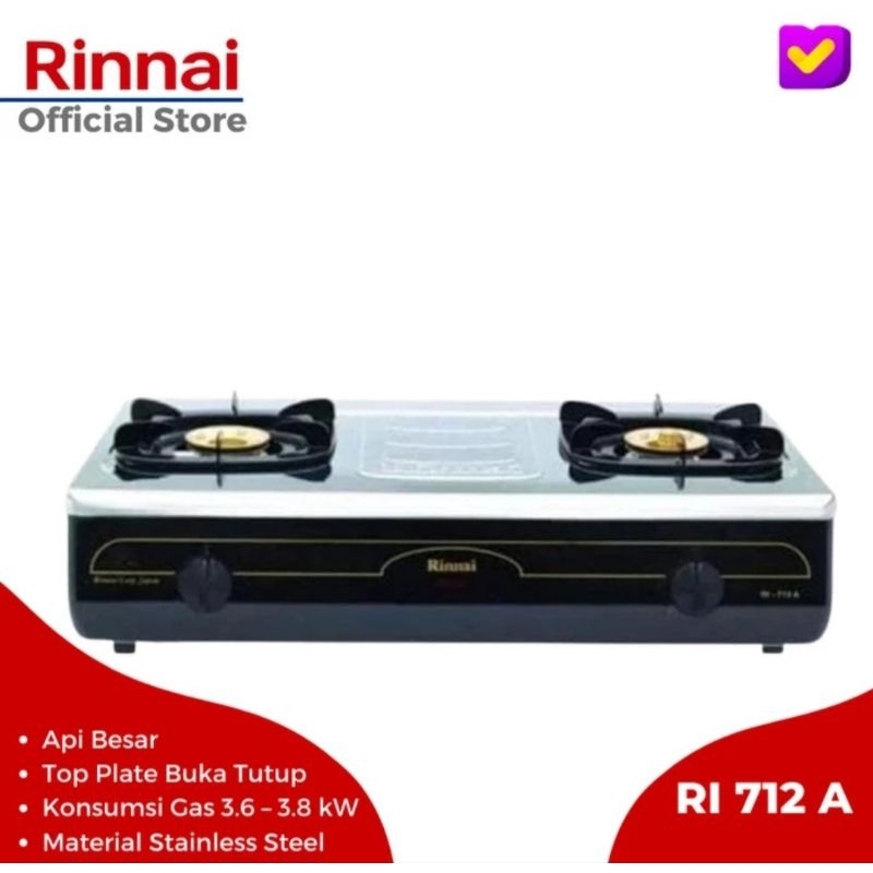 KOMPOR GAS 2 TUNGKU RINNAI RI-712A KOMPOR RINNAI 2TUNGKU