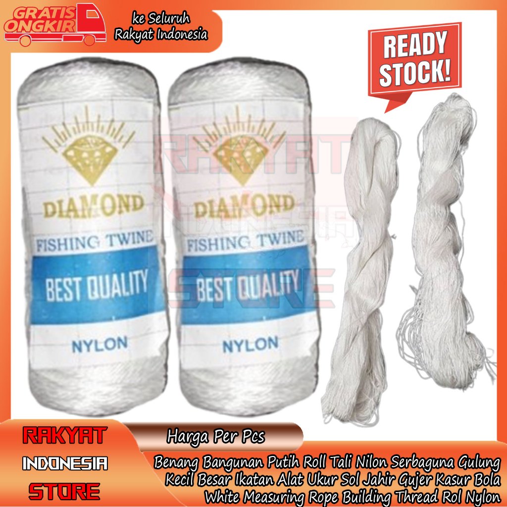 Benang Bangunan Putih Roll Putih Kecil Besar Serbaguna Measuring Rope Tali Nilon Gulungan Panjang Wh