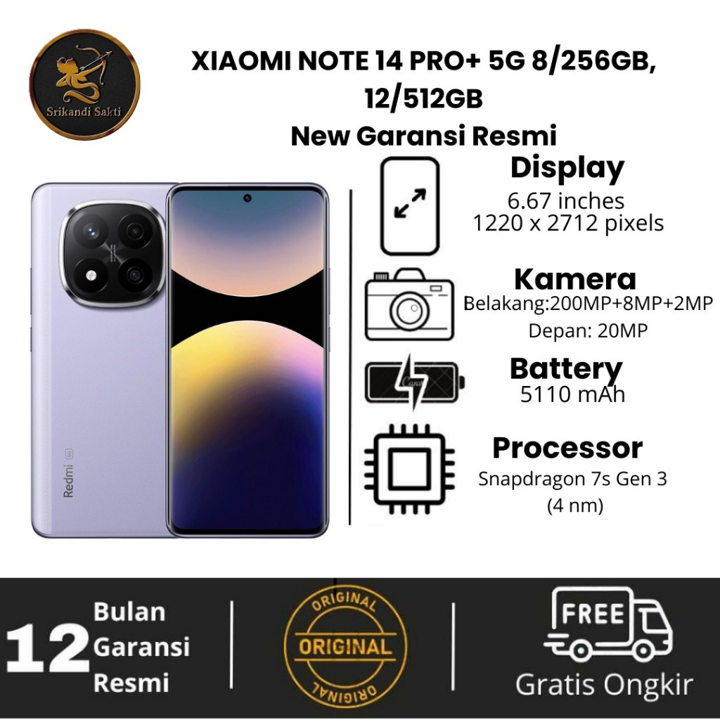 Xiaomi Note 14 Pro+ 5G 12/512GB Garansi Resmi