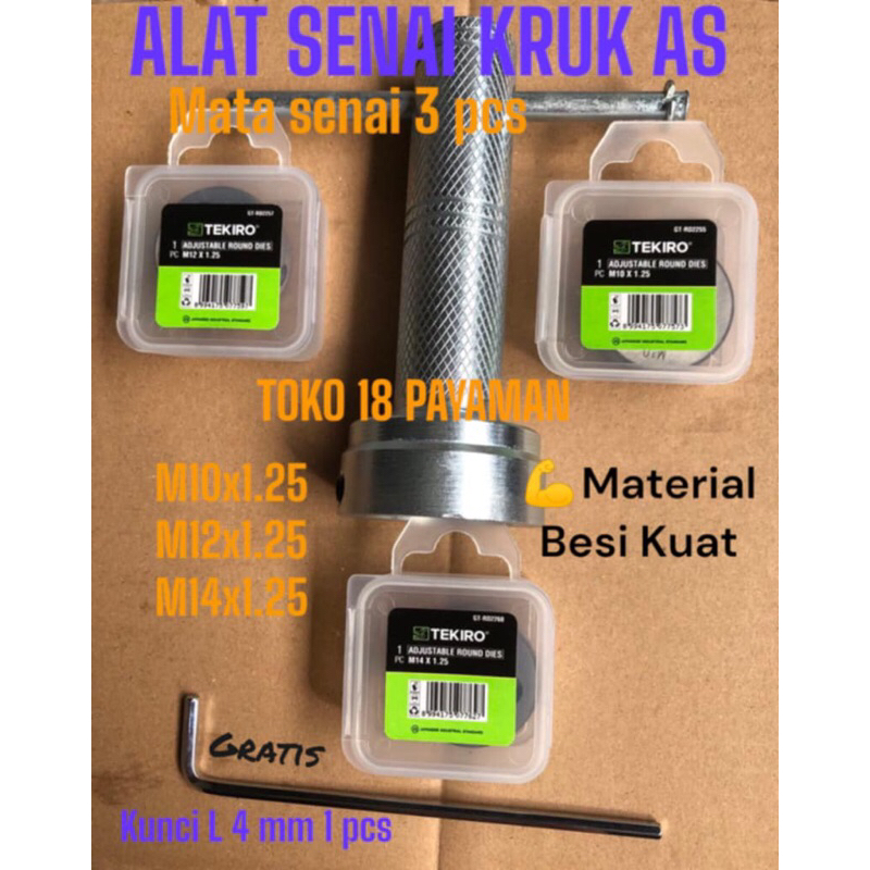 TEKIRO PAKET Alat senai kruk as motor 3 pcs /  mata snei m10x1.25 m12x1.25 m14x1.25 / Alat snai /Ala