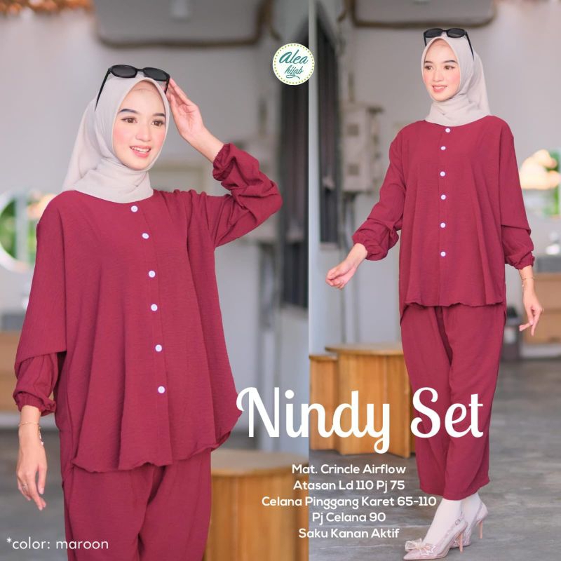 nindy marun sage navy latte giana stelan/azra one set high quality/bahan halus lembut